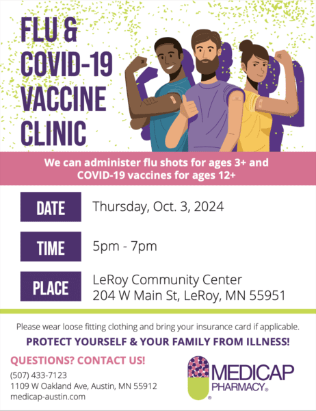 A poster advertising the vaccination clinics.